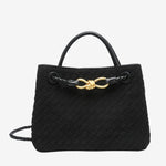 Sabine Woven Suede Handbag – Artisanal, Chic Sophisticated - in Black | Arvea Bags