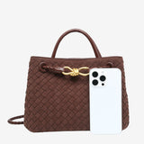 Sabine Woven Suede Handbag – Artisanal, Chic Sophisticated - in Black | Arvea Bags