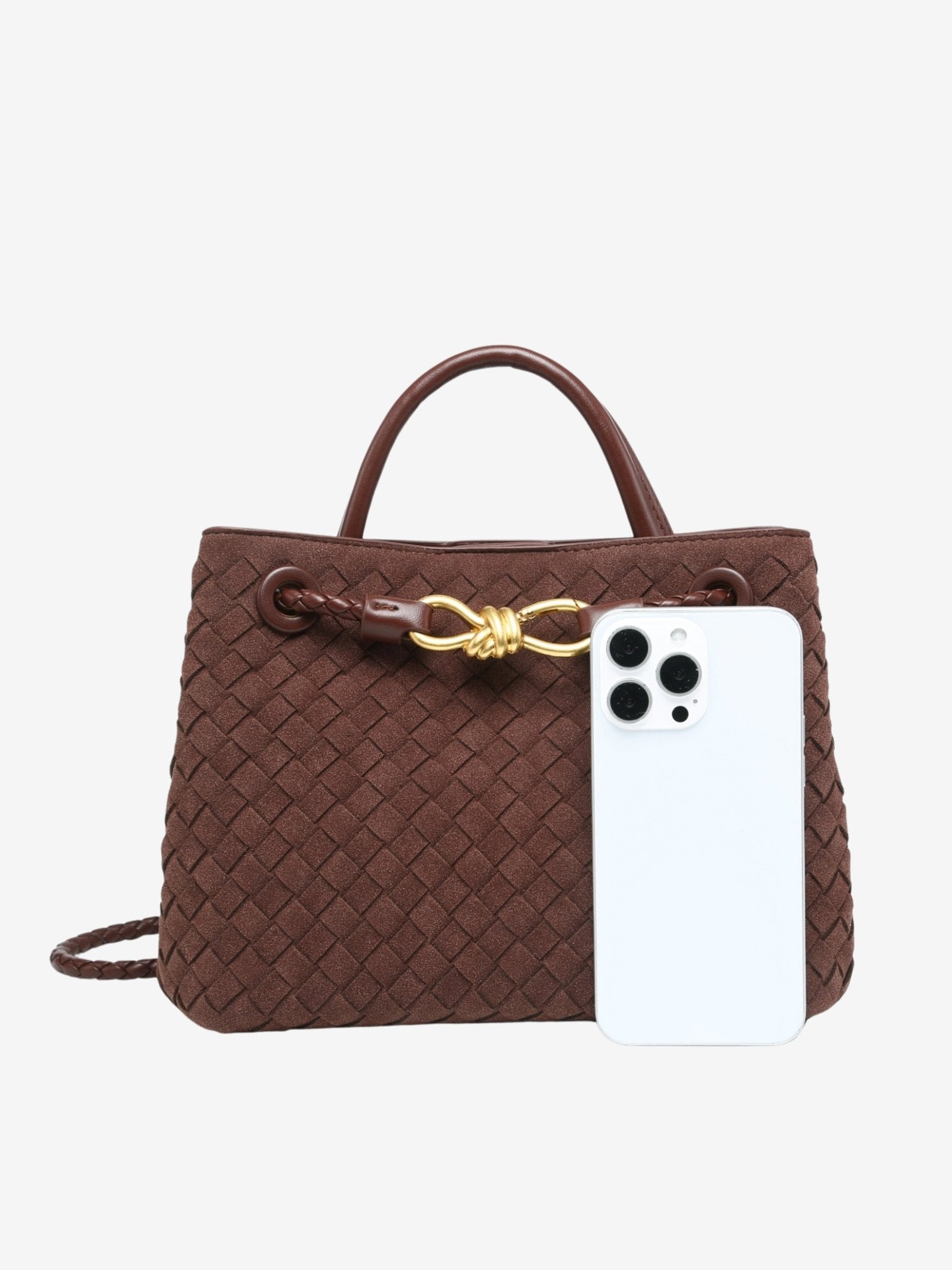 Sabine Woven Suede Handbag – Artisanal, Chic Sophisticated - in Black | Arvea Bags