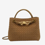 Sabine Woven Suede Handbag – Artisanal, Chic Sophisticated - in Camel | Arvea Bags