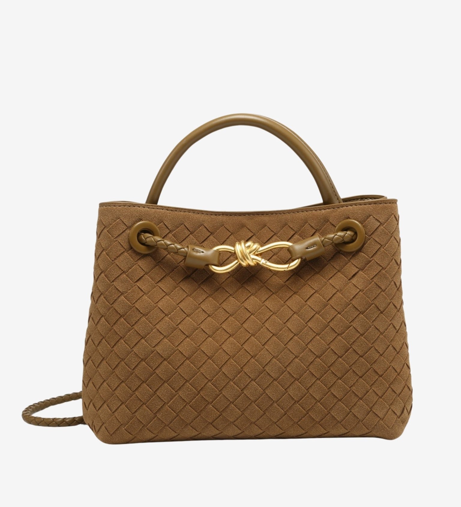 Sabine Woven Suede Handbag – Artisanal, Chic Sophisticated - in Camel | Arvea Bags