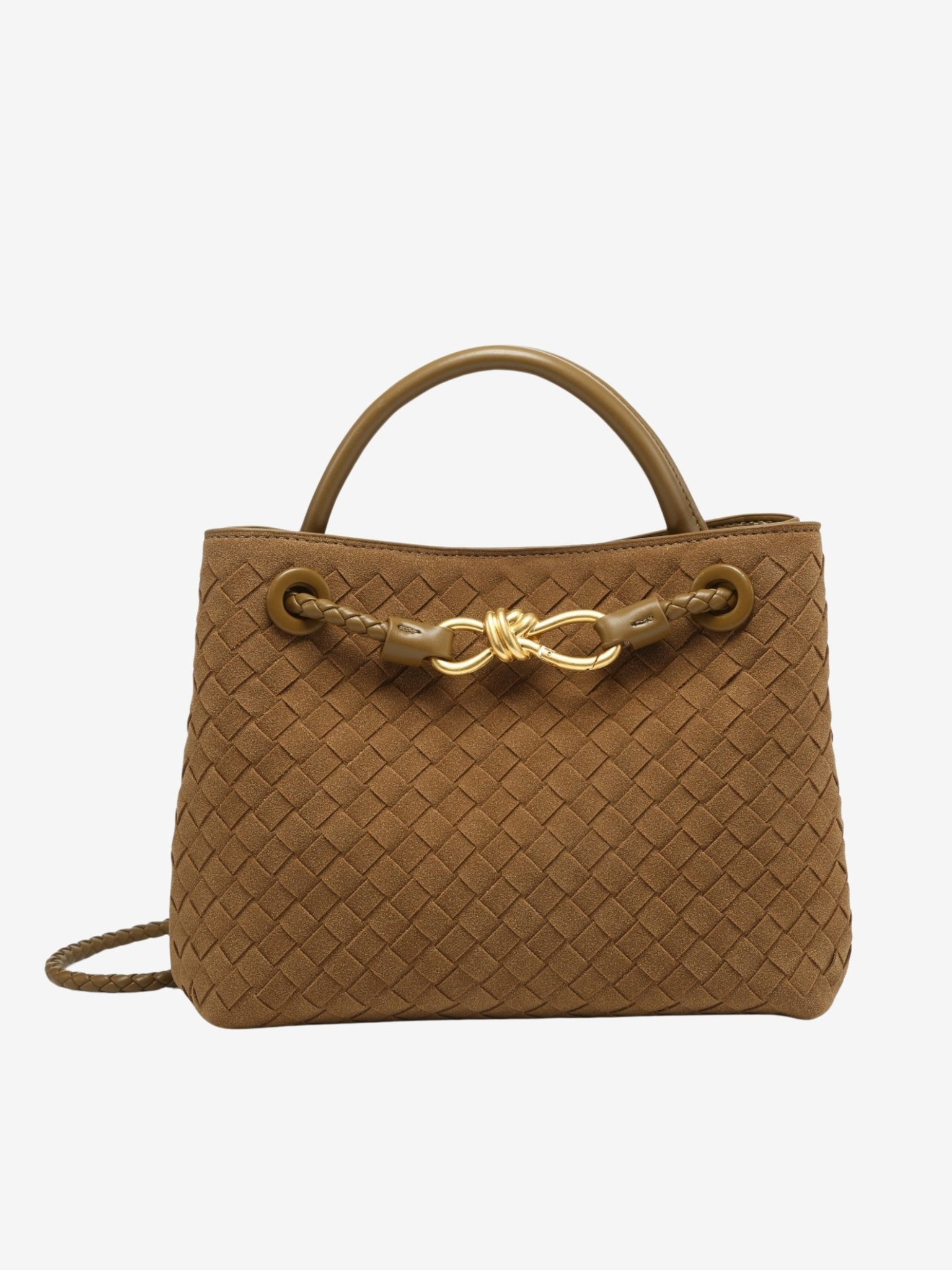 Sabine Woven Suede Handbag – Artisanal, Chic Sophisticated - in Camel | Arvea Bags