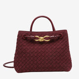 Sabine Woven Suede Handbag – Artisanal, Chic Sophisticated - in Claret | Arvea Bags