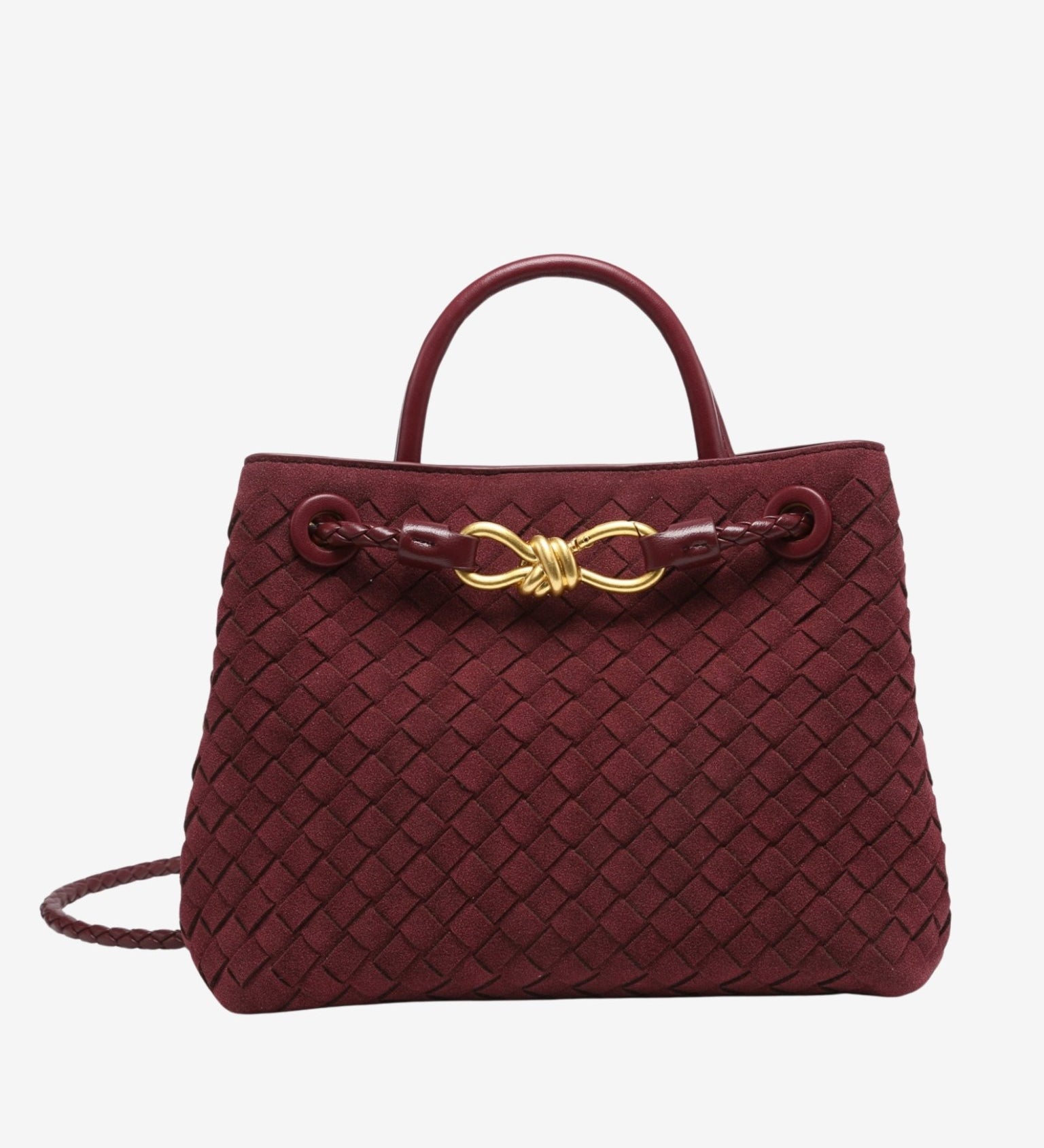 Sabine Woven Suede Handbag – Artisanal, Chic Sophisticated - in Claret | Arvea Bags