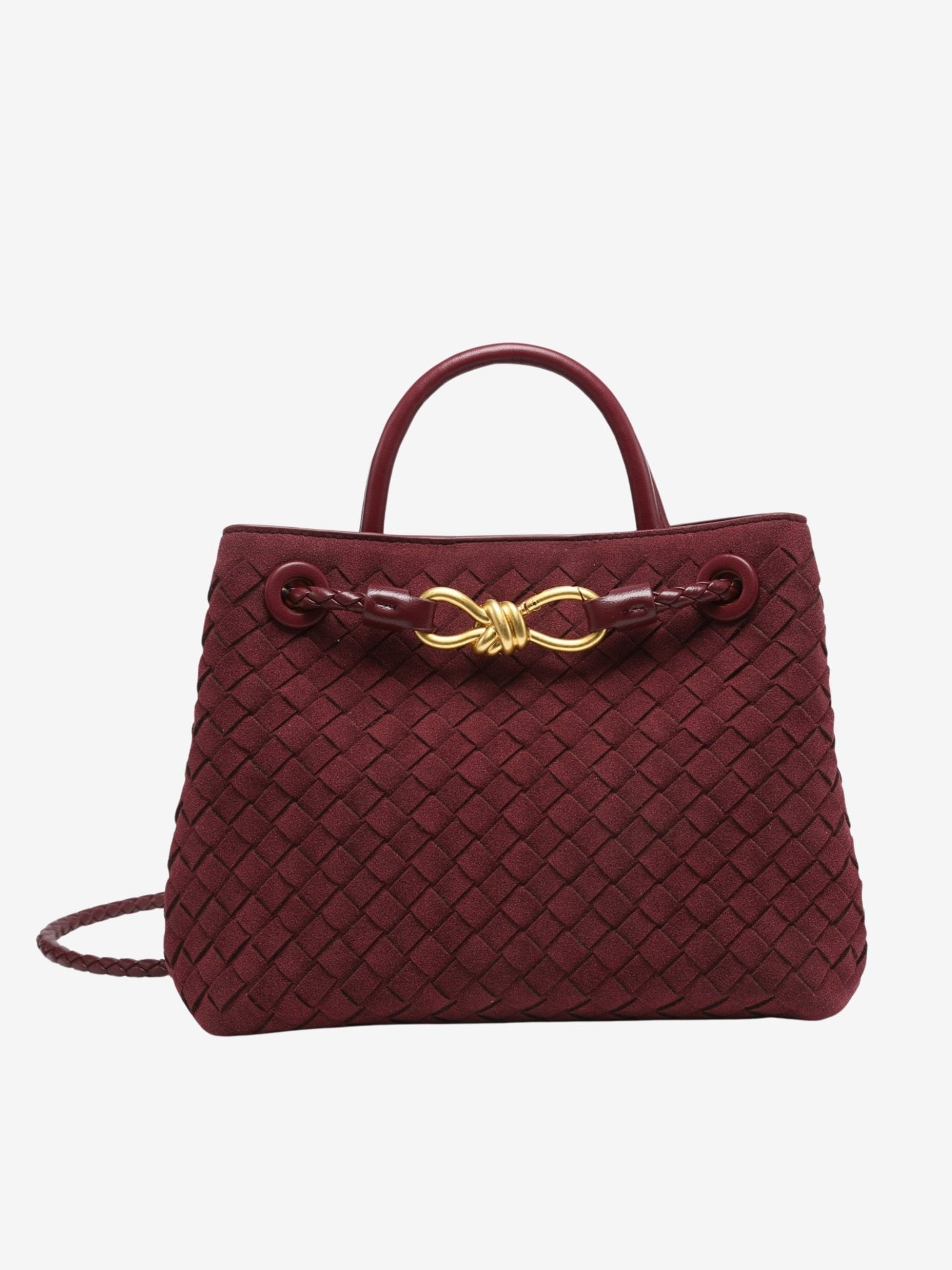 Sabine Woven Suede Handbag – Artisanal, Chic Sophisticated - in Claret | Arvea Bags
