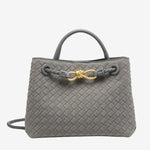 Sabine Woven Suede Handbag – Artisanal, Chic Sophisticated - in Grey | Arvea Bags