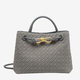 Sabine Woven Suede Handbag – Artisanal, Chic Sophisticated - in Grey | Arvea Bags