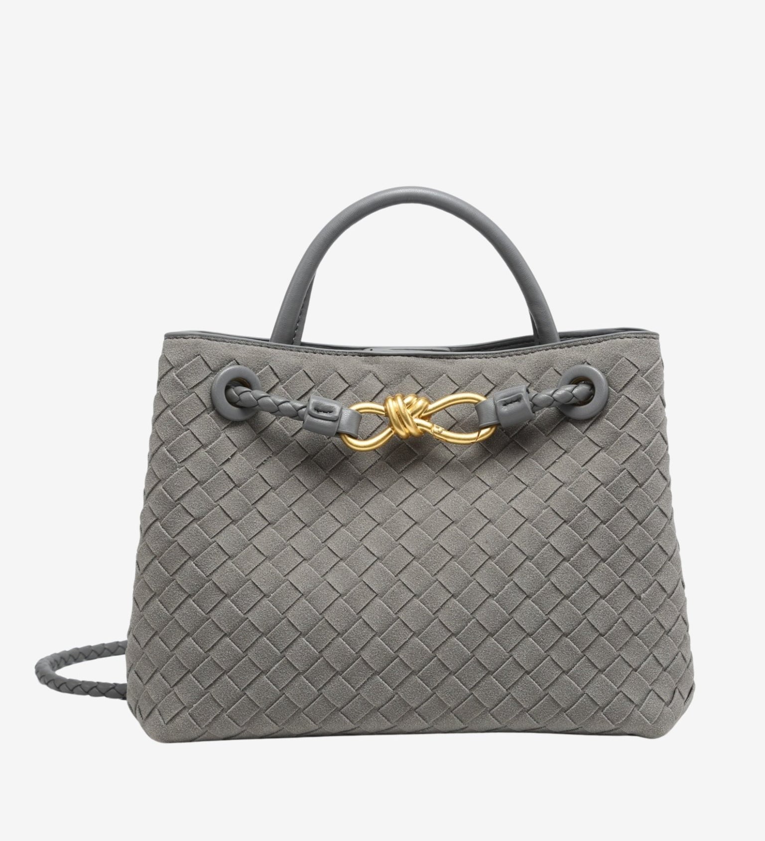 Sabine Woven Suede Handbag – Artisanal, Chic Sophisticated - in Grey | Arvea Bags