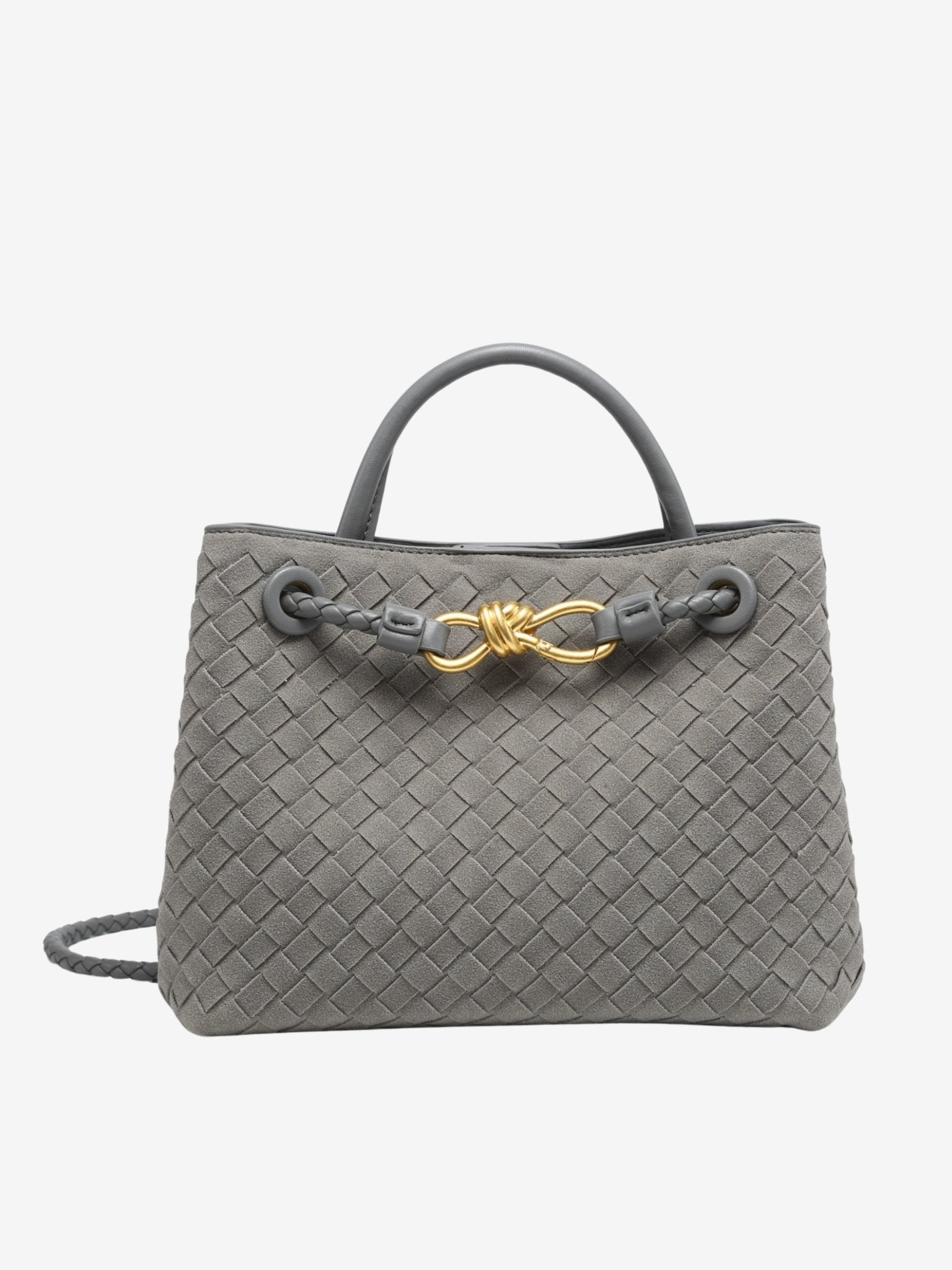Sabine Woven Suede Handbag – Artisanal, Chic Sophisticated - in Grey | Arvea Bags