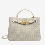Sabine Woven Suede Handbag – Artisanal, Chic Sophisticated - in Off White | Arvea Bags