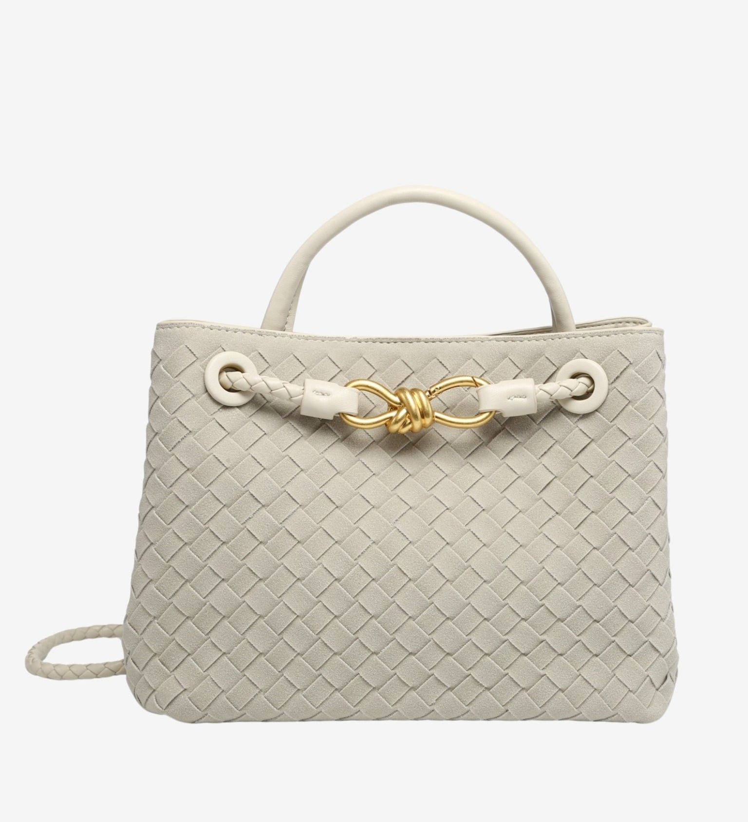 Sabine Woven Suede Handbag – Artisanal, Chic Sophisticated - in Off White | Arvea Bags