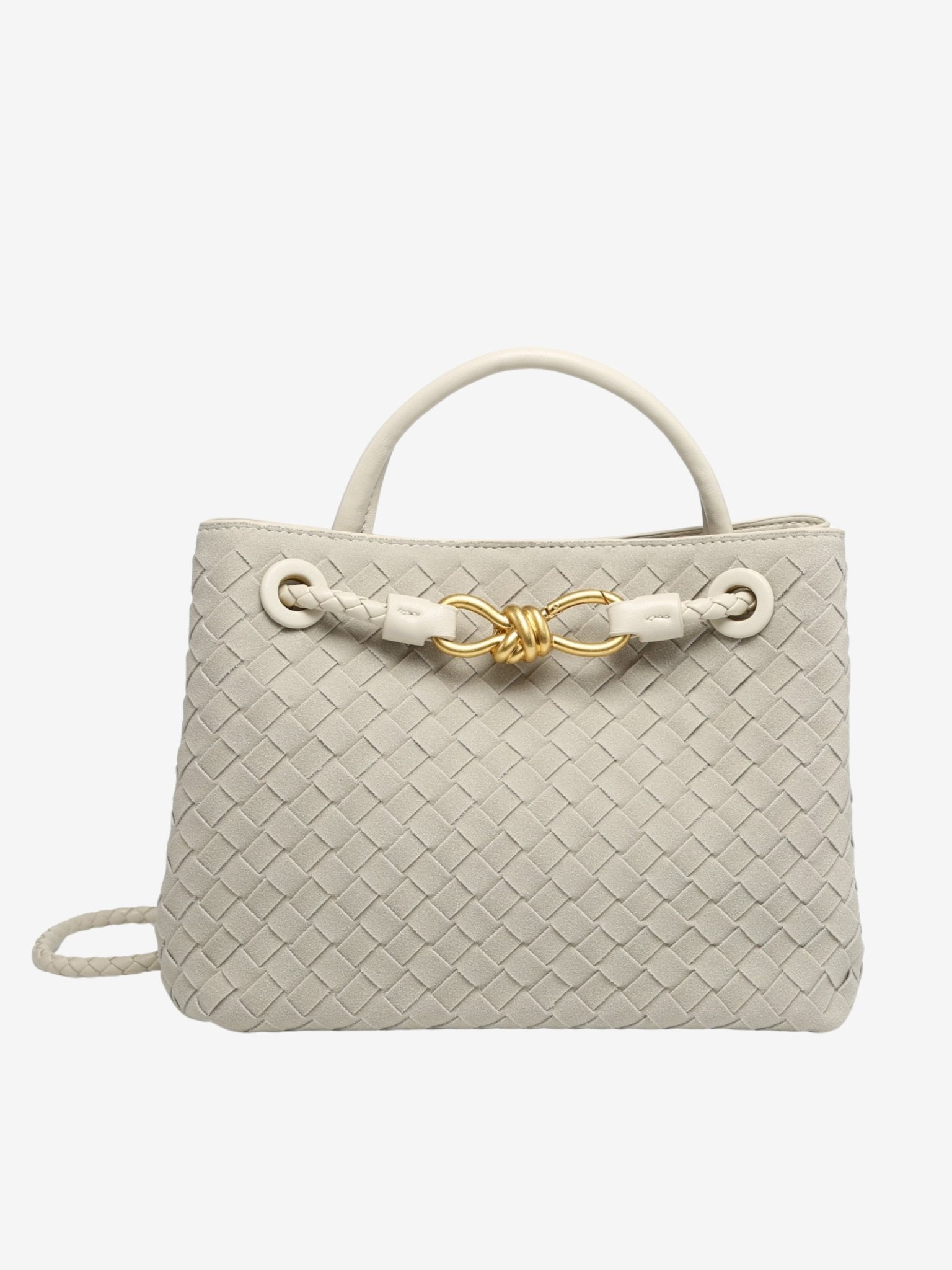 Sabine Woven Suede Handbag – Artisanal, Chic Sophisticated - in Off White | Arvea Bags