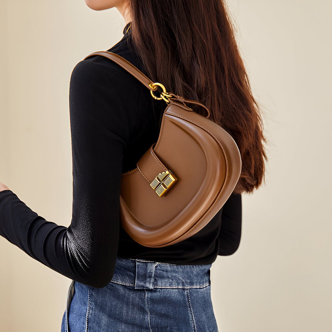 Sandra vegan Leather Brown Shoulder Bag – Designer Crossbody Handbag for Women - in Tan Brown | Arvea Bags
