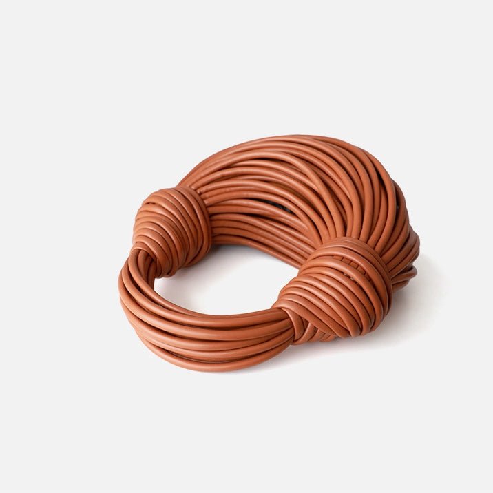 Saphira | Bold Red Sculptural Leather Handbag – Unique, Artistic & Statement - Making - in Brown | Arvea Bags