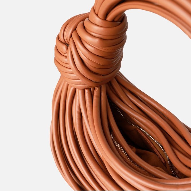 Saphira | Bold Red Sculptural Leather Handbag – Unique, Artistic & Statement - Making - in Brown | Arvea Bags