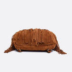 Savannah Fringe Backpack – Suede - Effect Drawstring Rucksack with Boho Tassels - in Black | Arvea Bags