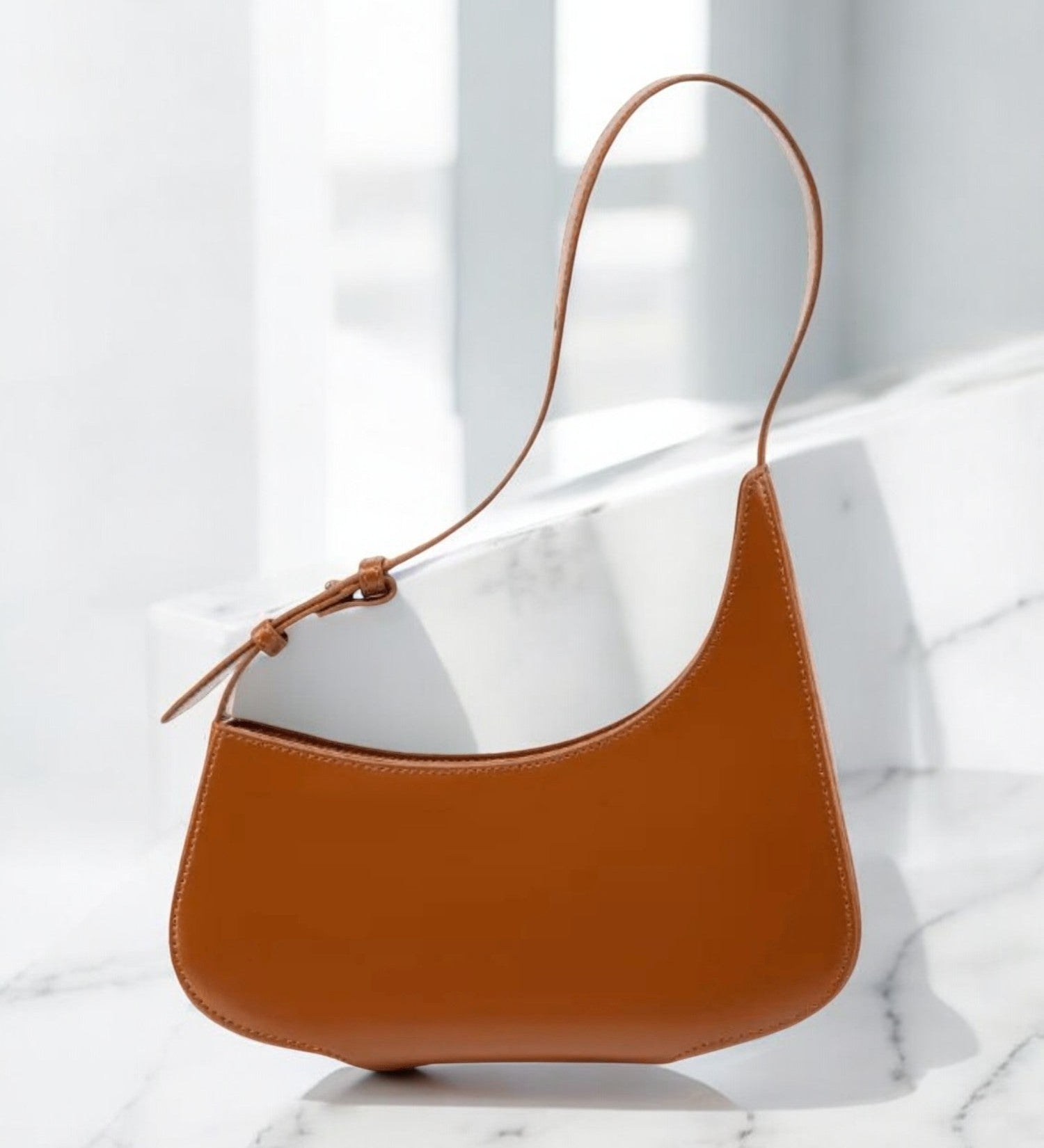 Scarlett | Luxe Red Leather Shoulder Bag – Bold & Chic - in Brown | Arvea Bags
