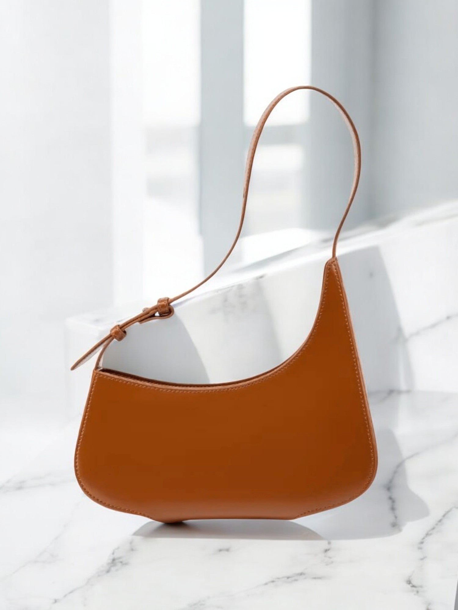 Scarlett | Luxe Red Leather Shoulder Bag – Bold & Chic - in Brown | Arvea Bags