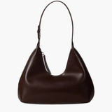 Selene | Luxe Black Leather Shoulder Bag – Sleek & Modern - in Dark Brown | Arvea Bags