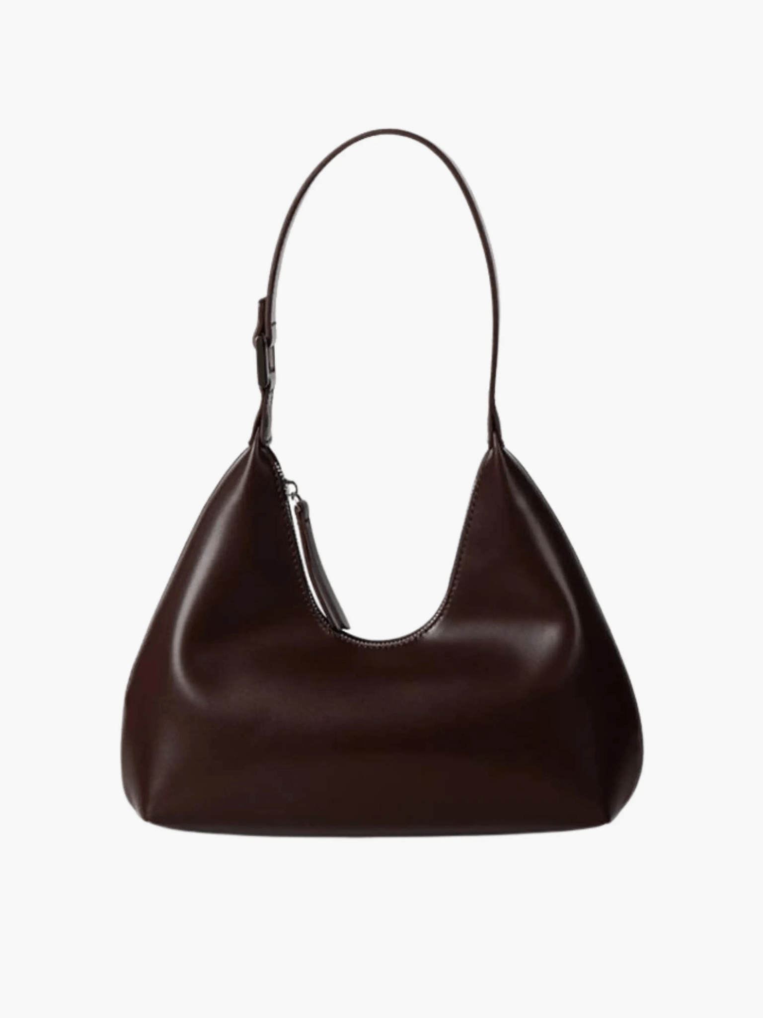 Selene | Luxe Black Leather Shoulder Bag – Sleek & Modern - in Dark Brown | Arvea Bags
