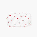 Selmara | Quilted Cherry Print Cosmetic Bag – Playful & Practical - in Light Beige | Arvea Bags