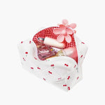 Selmara | Quilted Cherry Print Cosmetic Bag – Playful & Practical - in Light Beige | Arvea Bags