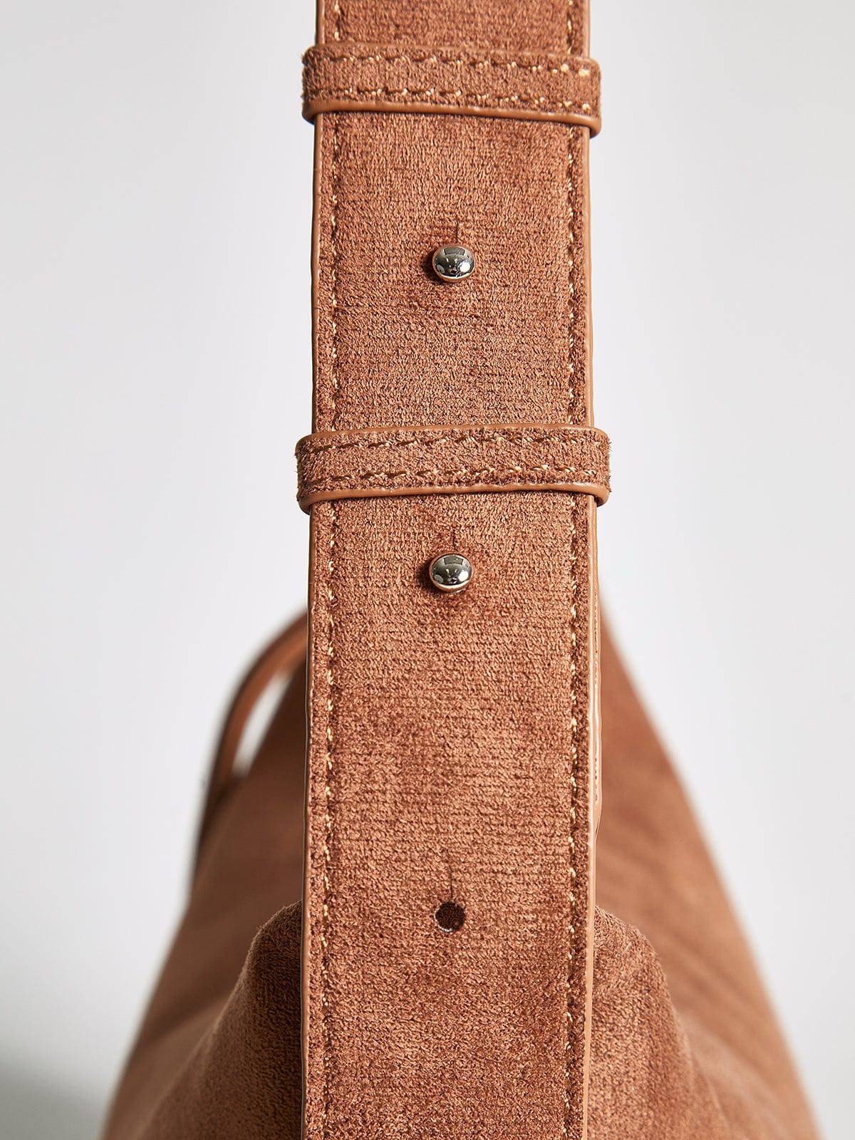 Semmie | Minimalist Burgundy Leather Shoulder Bag – Sleek & Contemporary - in Brown | Arvea Bags