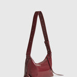 Semmie | Minimalist Burgundy Leather Shoulder Bag – Sleek & Contemporary - in Wine Red | Arvea Bags