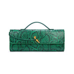 Separhine | Snakeskin Clutch Bag – Faux Leather Evening Bag with Gold Lock - in Green | Arvea Bags