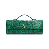 Separhine | Snakeskin Clutch Bag – Faux Leather Evening Bag with Gold Lock - in Green | Arvea Bags