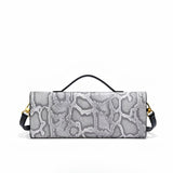 Separhine | Snakeskin Clutch Bag – Faux Leather Evening Bag with Gold Lock - in Light Grey | Arvea Bags