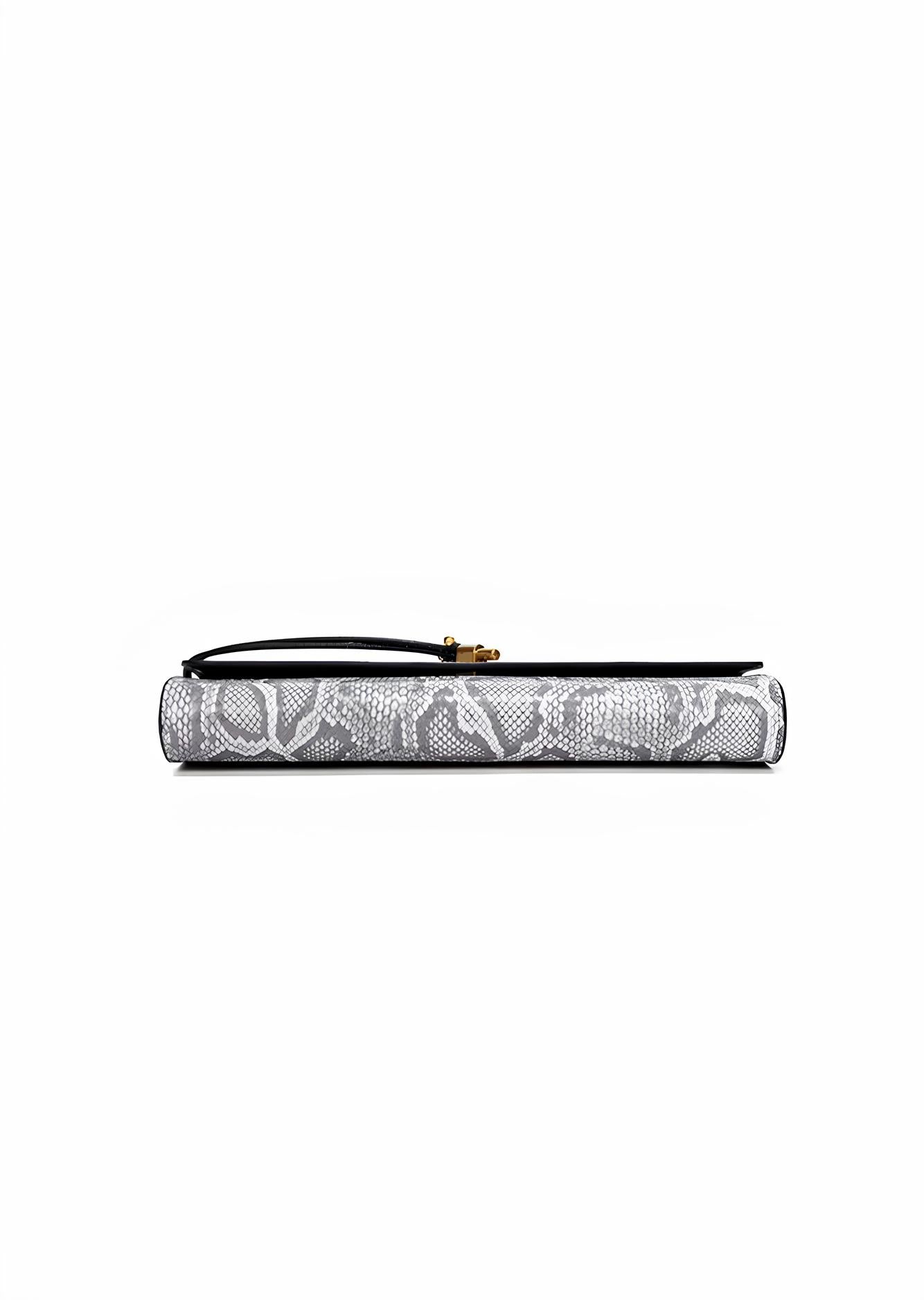 Separhine | Snakeskin Clutch Bag – Faux Leather Evening Bag with Gold Lock - in Light Grey | Arvea Bags