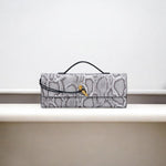 Separhine | Snakeskin Clutch Bag – Faux Leather Evening Bag with Gold Lock - in Light Grey | Arvea Bags