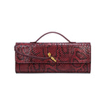 Separhine | Snakeskin Clutch Bag – Faux Leather Evening Bag with Gold Lock - in Wine Red | Arvea Bags