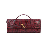 Separhine | Snakeskin Clutch Bag – Faux Leather Evening Bag with Gold Lock - in Wine Red | Arvea Bags