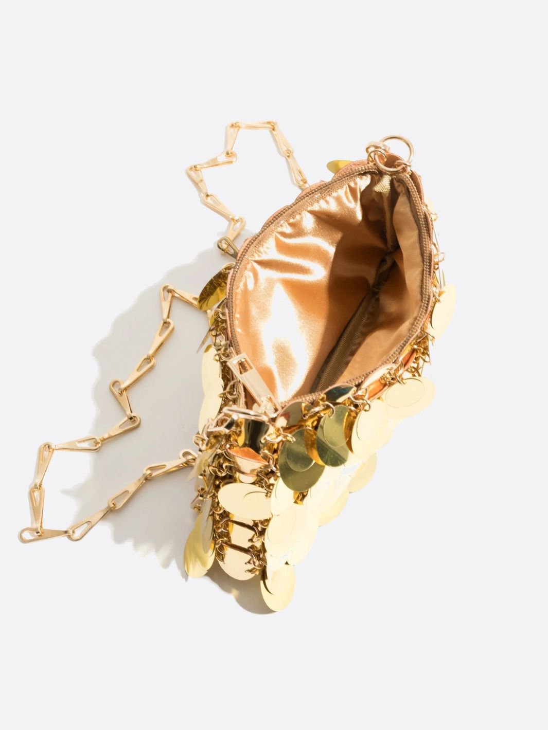 Sequin Chain Bag – Statement Party Clutch - in Gold | Arvea Bags