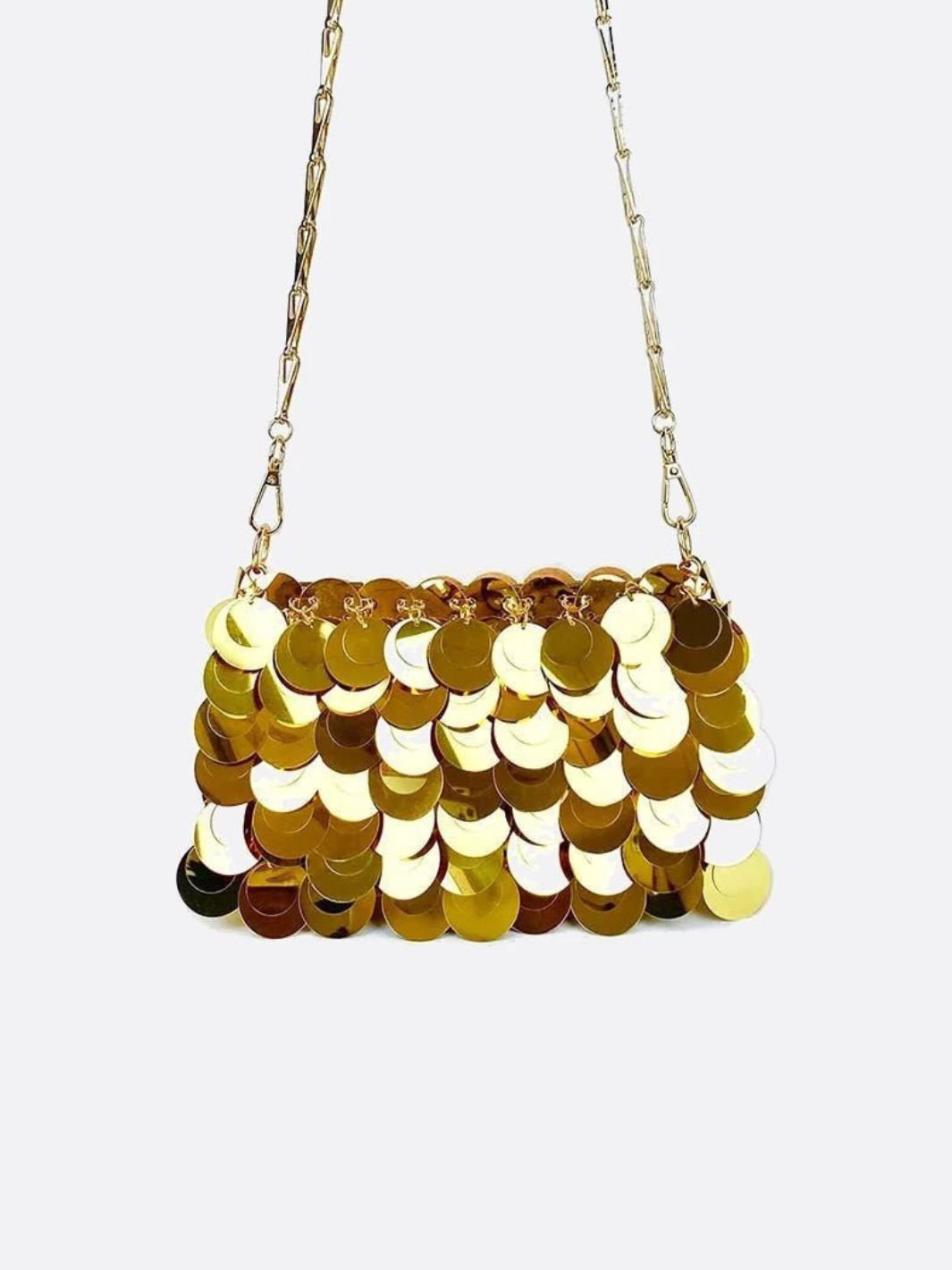 Sequin Chain Bag – Statement Party Clutch - in Gold | Arvea Bags