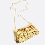 Sequin Chain Bag – Statement Party Clutch - in Gold | Arvea Bags