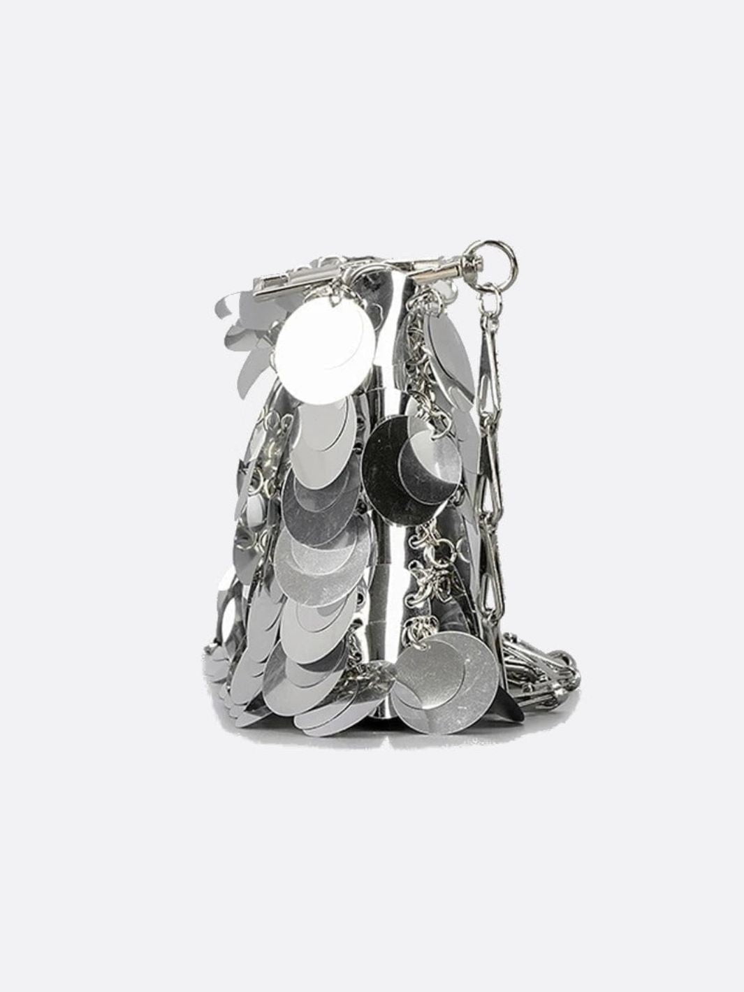Sequin Shoulder Bag – Party Clutch with Chain Strap - in Silver | Arvea Bags