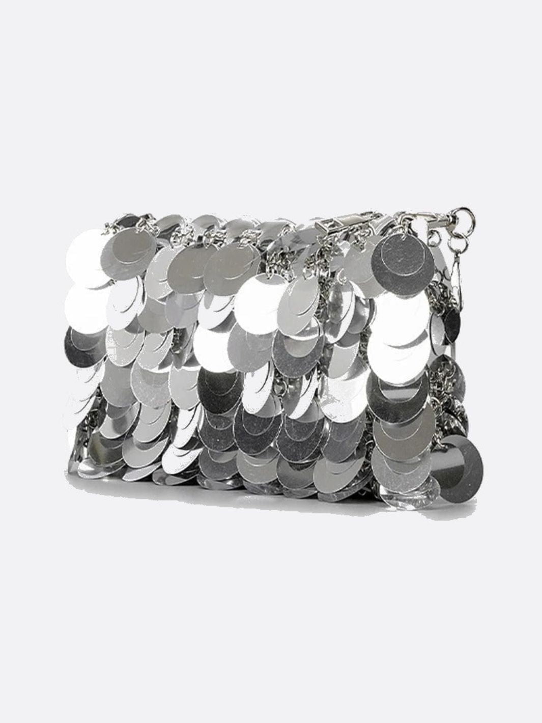 Sequin Shoulder Bag – Party Clutch with Chain Strap - in Silver | Arvea Bags