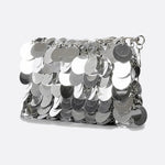 Sequin Shoulder Bag – Party Clutch with Chain Strap - in Silver | Arvea Bags