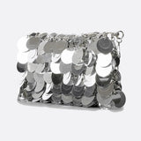 Sequin Shoulder Bag – Party Clutch with Chain Strap - in Silver | Arvea Bags