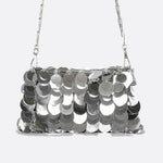 Sequin Shoulder Bag – Party Clutch with Chain Strap - in Silver | Arvea Bags