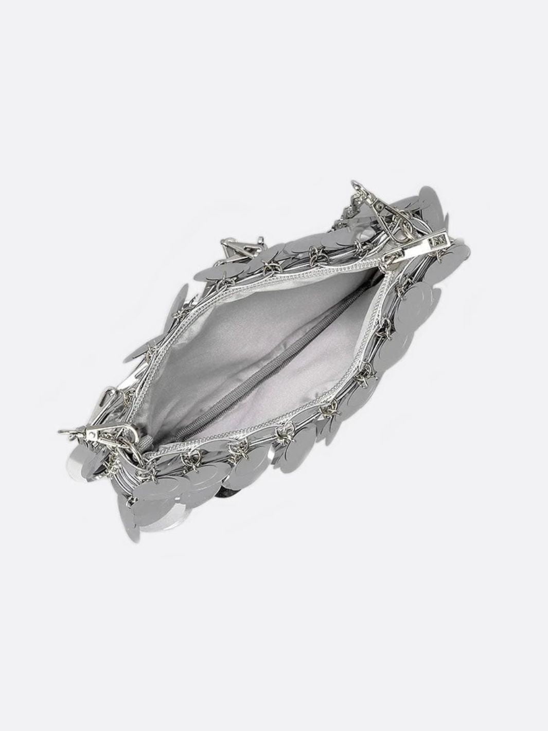 Sequin Shoulder Bag – Party Clutch with Chain Strap - in Silver | Arvea Bags