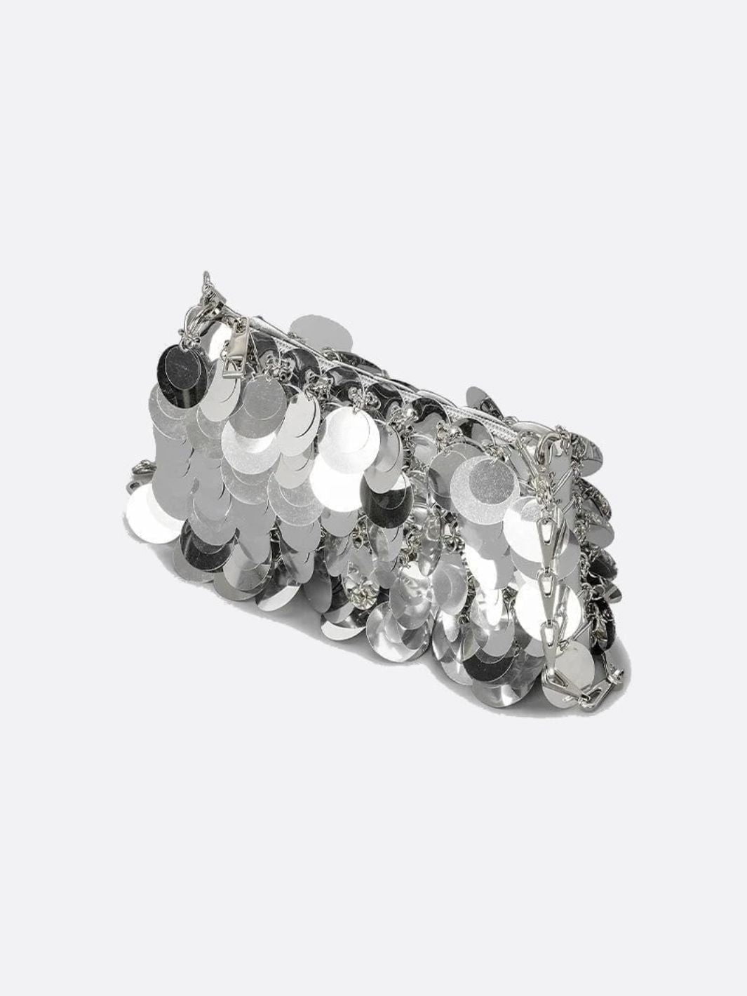 Sequin Shoulder Bag – Party Clutch with Chain Strap - in Silver | Arvea Bags