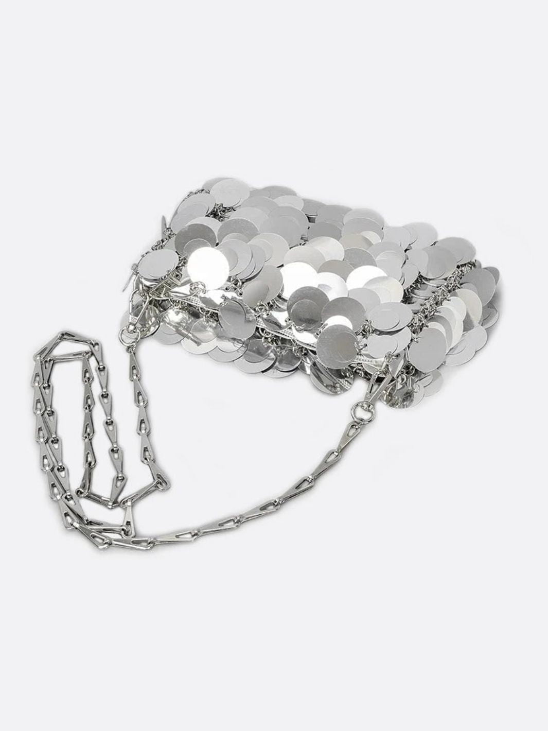 Sequin Shoulder Bag – Party Clutch with Chain Strap - in Silver | Arvea Bags