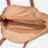 Serena Round Colorblock Straw Bag – Multicolor Circle Tote - in Light Brown | Arvea Bags