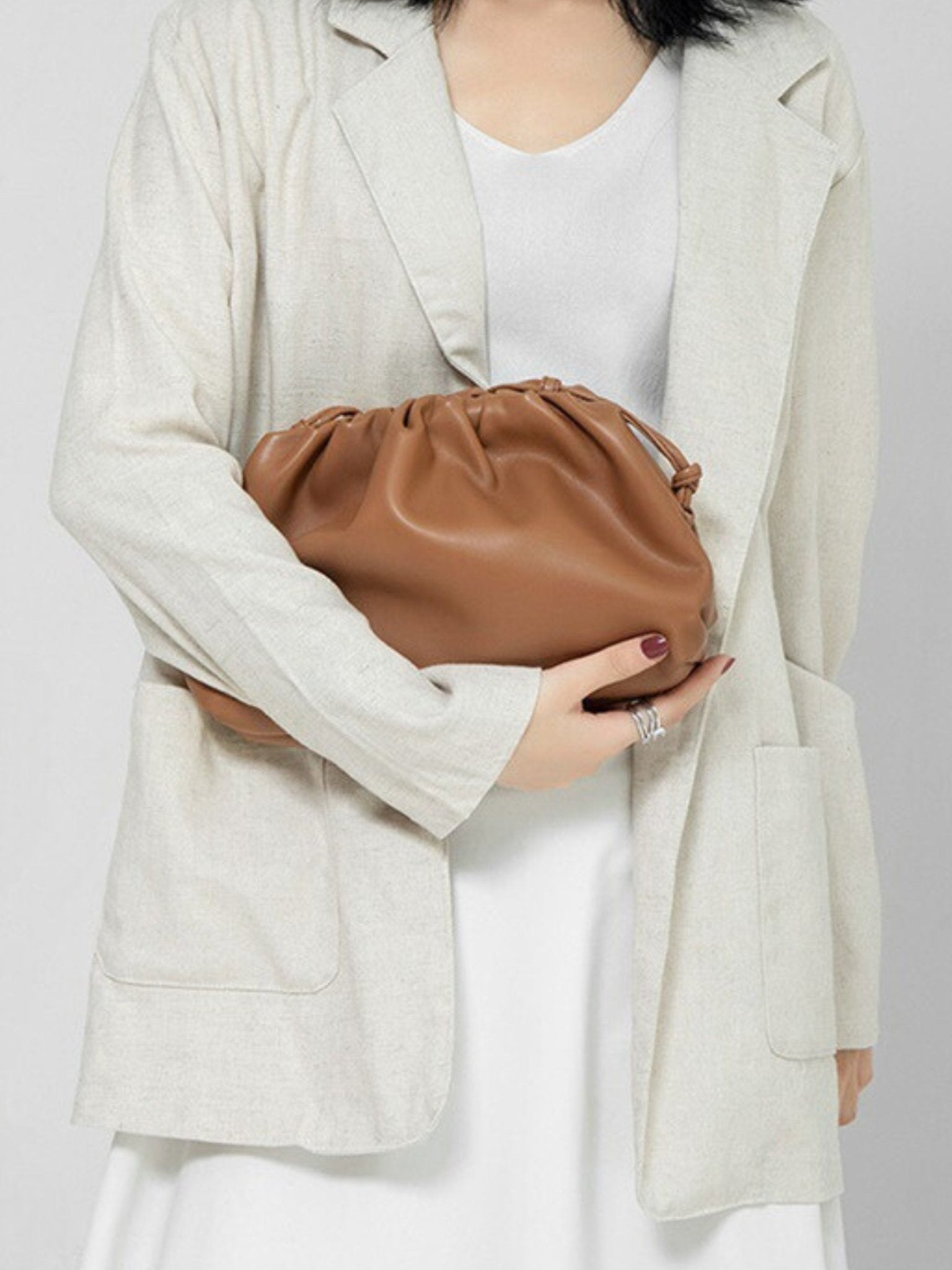 Serena Soft Leather Pouch Bag – Minimalist, Modern & Supple - in Caramel | Arvea Bags