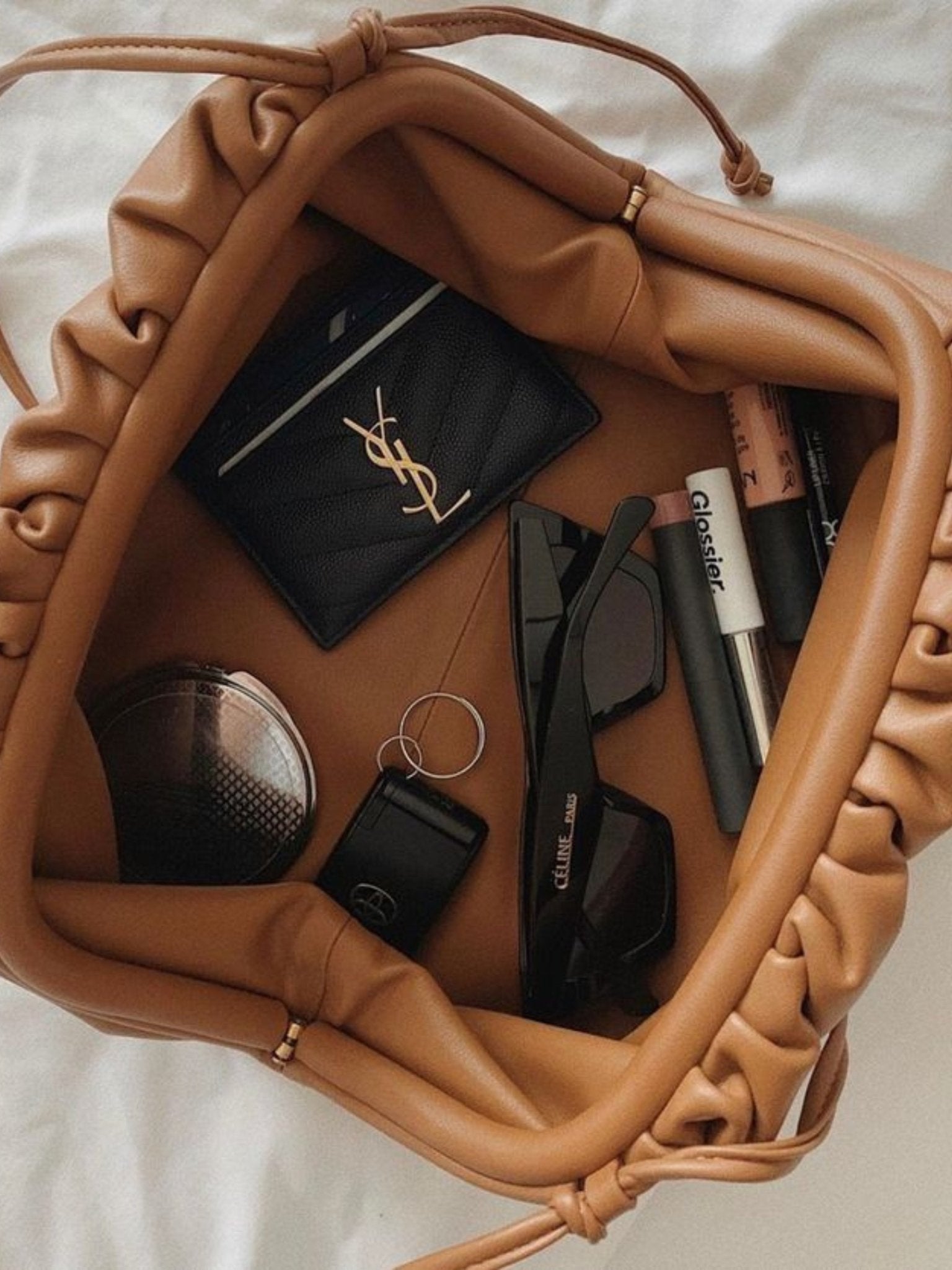 Serena Soft Leather Pouch Bag – Minimalist, Modern & Supple - in Caramel | Arvea Bags