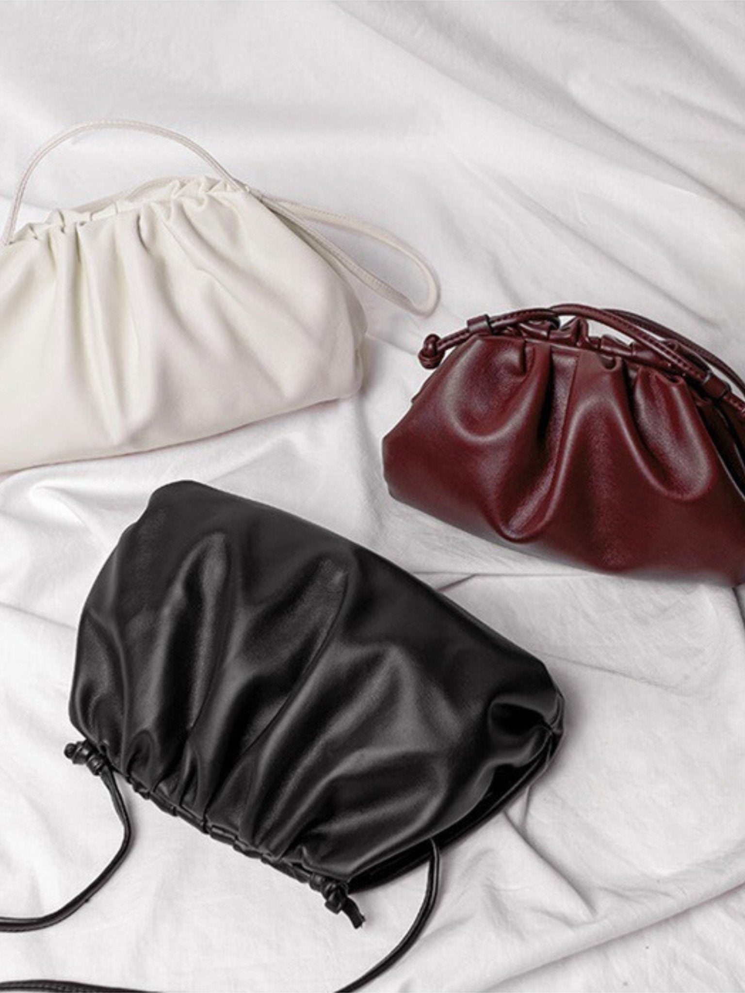Serena Soft Leather Pouch Bag – Minimalist, Modern & Supple - in Wine Red | Arvea Bags